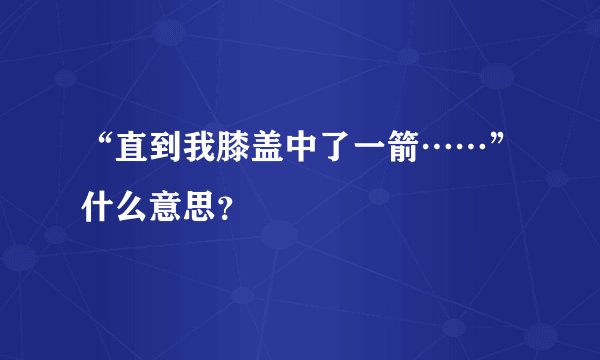“直到我膝盖中了一箭……”什么意思？