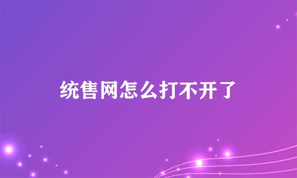 统售网怎么打不开了