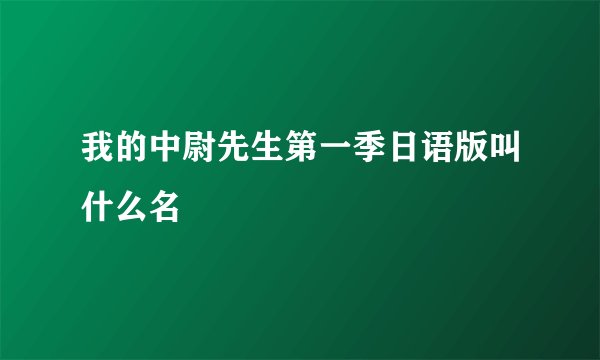 我的中尉先生第一季日语版叫什么名