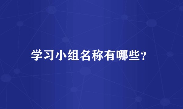 学习小组名称有哪些？