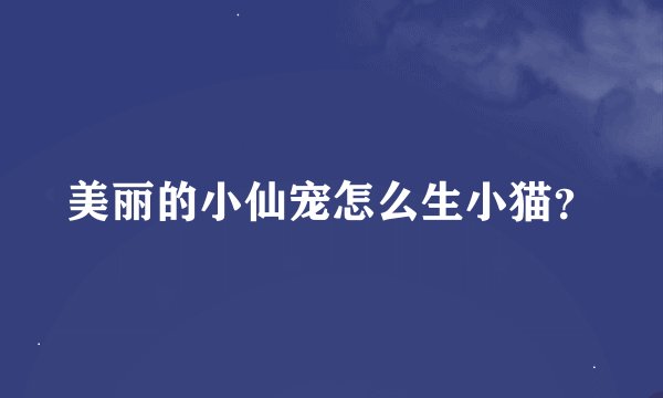 美丽的小仙宠怎么生小猫？