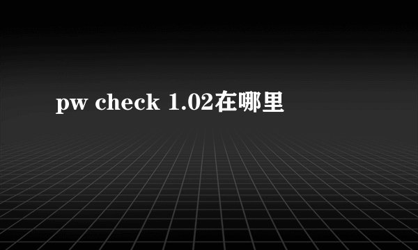 pw check 1.02在哪里