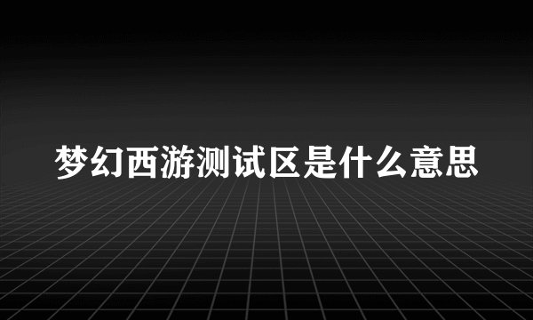 梦幻西游测试区是什么意思