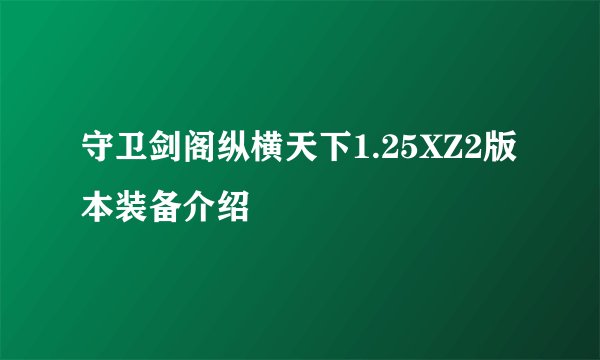 守卫剑阁纵横天下1.25XZ2版本装备介绍