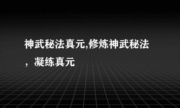 神武秘法真元,修炼神武秘法，凝练真元