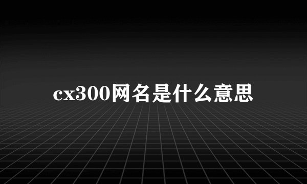 cx300网名是什么意思