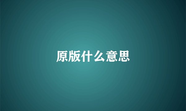 原版什么意思
