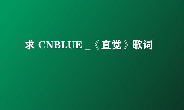 求 CNBLUE _《直觉》歌词
