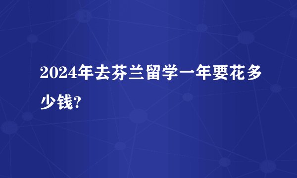 2024年去芬兰留学一年要花多少钱?