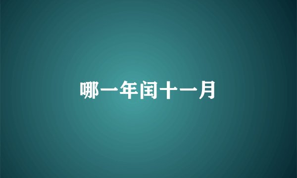哪一年闰十一月