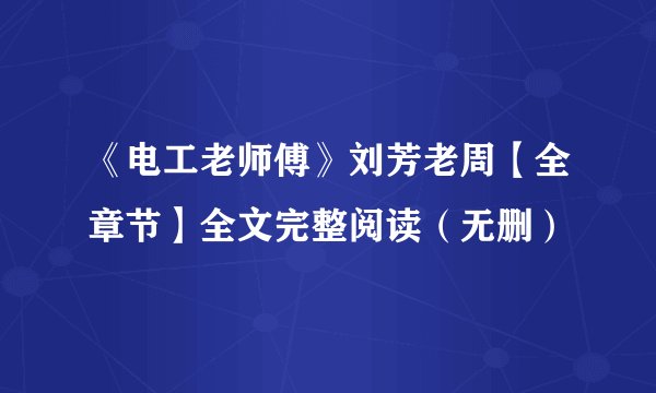 《电工老师傅》刘芳老周【全章节】全文完整阅读（无删）