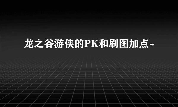 龙之谷游侠的PK和刷图加点~