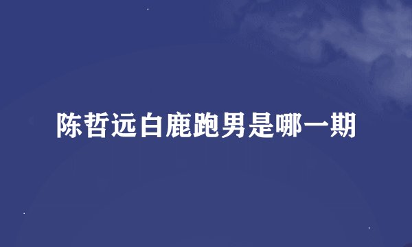 陈哲远白鹿跑男是哪一期