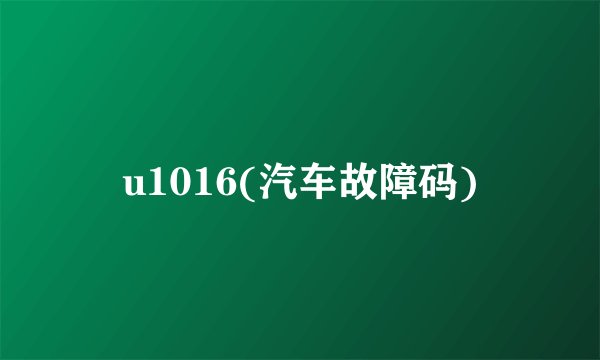 u1016(汽车故障码)