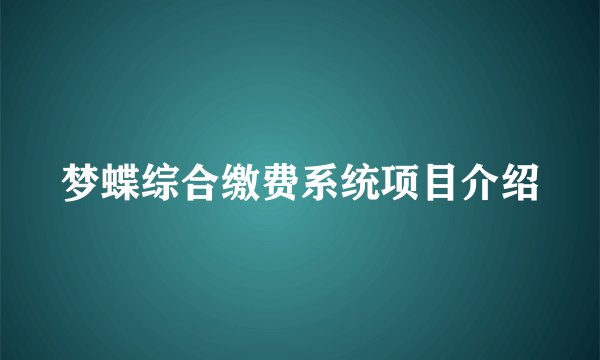 梦蝶综合缴费系统项目介绍