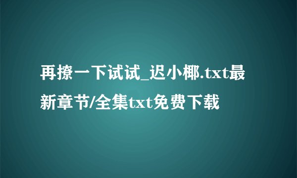 再撩一下试试_迟小椰.txt最新章节/全集txt免费下载