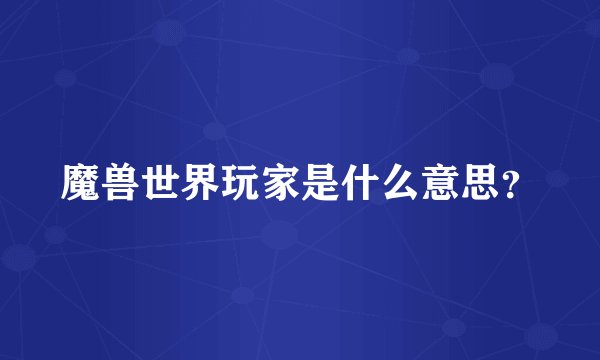 魔兽世界玩家是什么意思？