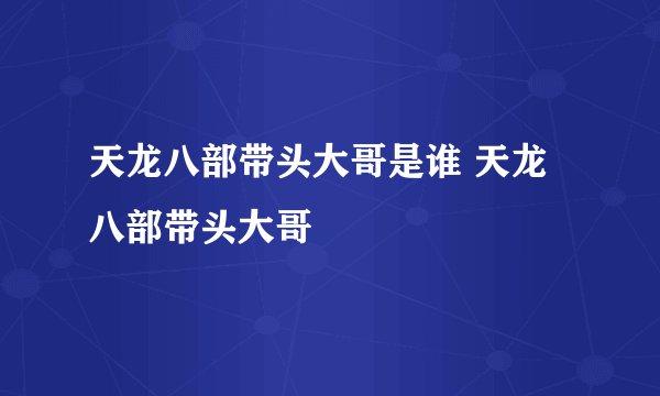 天龙八部带头大哥是谁 天龙八部带头大哥