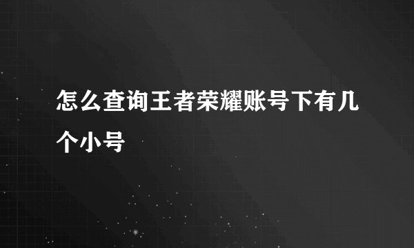 怎么查询王者荣耀账号下有几个小号