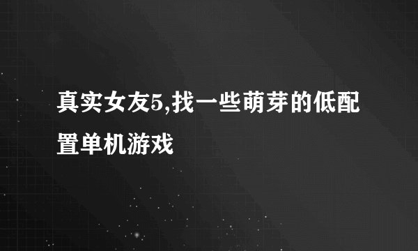 真实女友5,找一些萌芽的低配置单机游戏