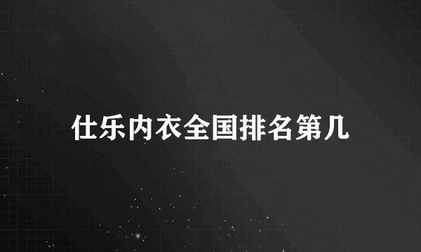 仕乐内衣全国排名第几