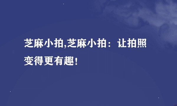 芝麻小拍,芝麻小拍：让拍照变得更有趣！