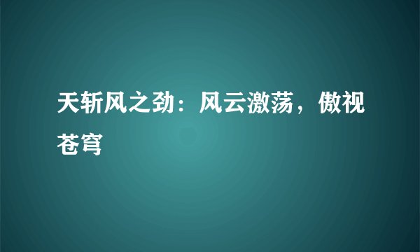 天斩风之劲：风云激荡，傲视苍穹