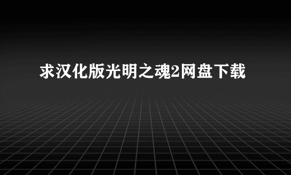 求汉化版光明之魂2网盘下载
