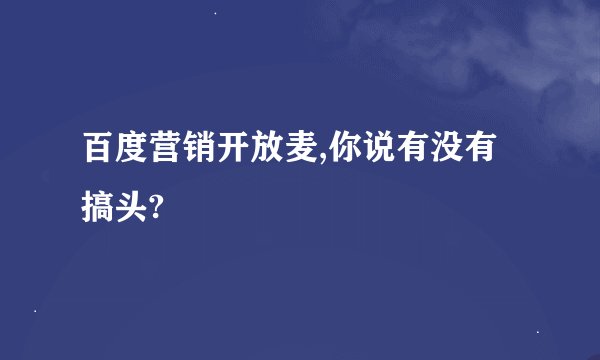 百度营销开放麦,你说有没有搞头?