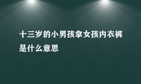 十三岁的小男孩拿女孩内衣裤是什么意思