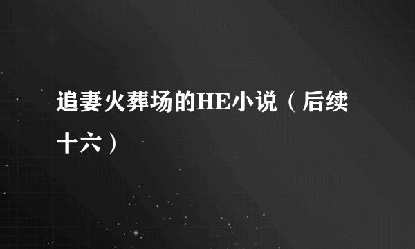 追妻火葬场的HE小说（后续十六）
