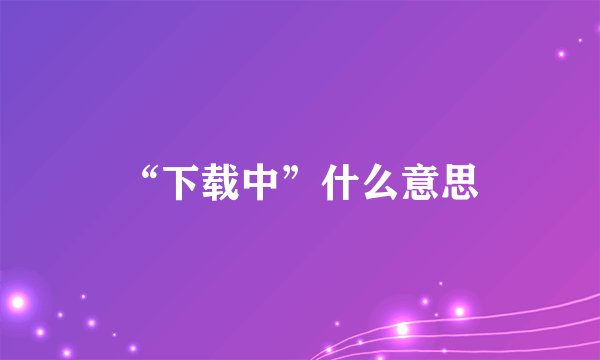 “下载中”什么意思