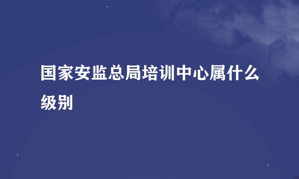 国家安监总局培训中心属什么级别