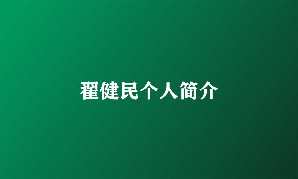 翟健民个人简介