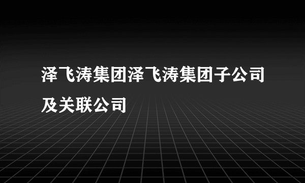 泽飞涛集团泽飞涛集团子公司及关联公司
