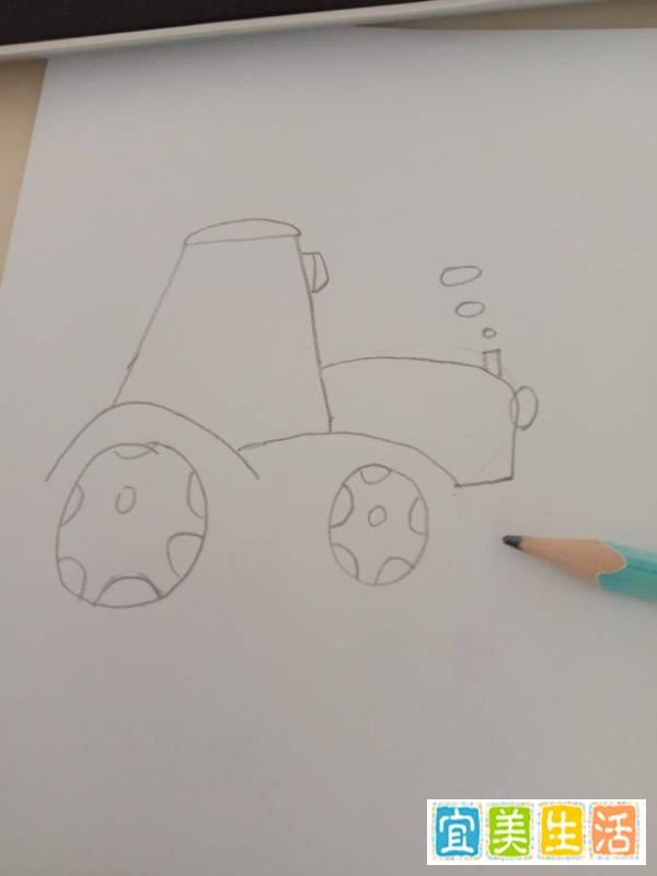简笔画 如何画拖拉机