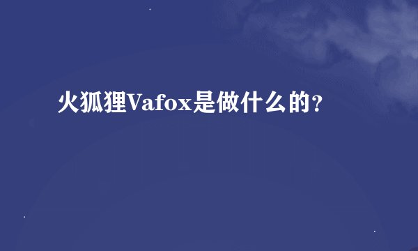 火狐狸Vafox是做什么的？