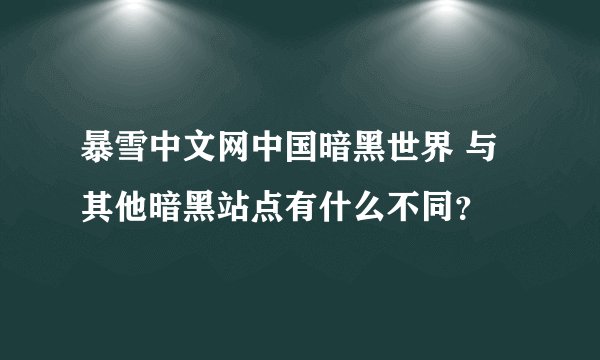 暴雪中文网中国暗黑世界 与其他暗黑站点有什么不同？