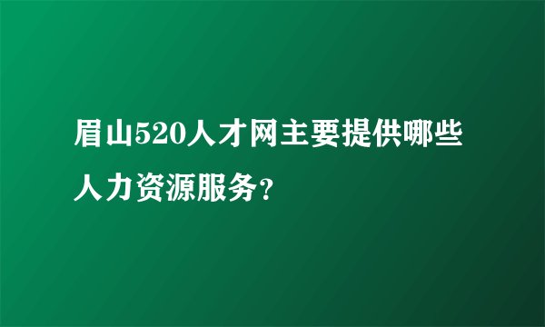 眉山520人才网主要提供哪些人力资源服务？