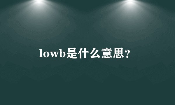 lowb是什么意思？