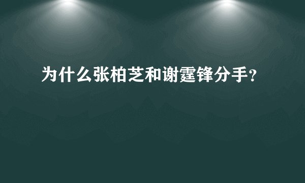 为什么张柏芝和谢霆锋分手?