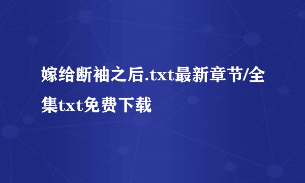 嫁给断袖之后.txt最新章节/全集txt免费下载