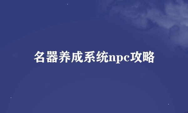 名器养成系统npc攻略