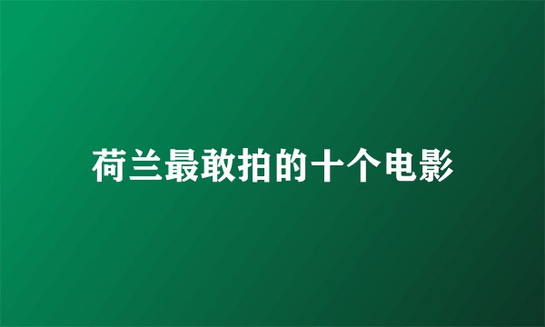 荷兰最敢拍的十个电影