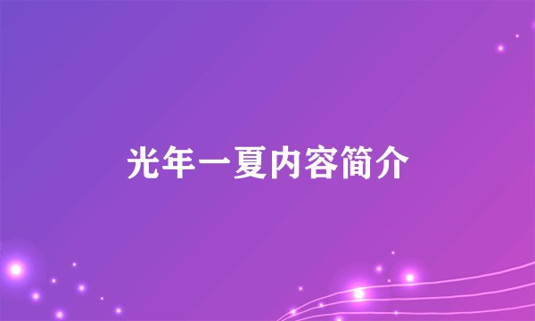 光年一夏内容简介