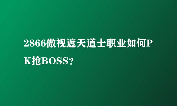2866傲视遮天道士职业如何PK抢BOSS？