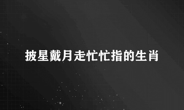 披星戴月走忙忙指的生肖