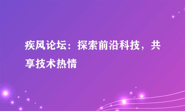 疾风论坛：探索前沿科技，共享技术热情