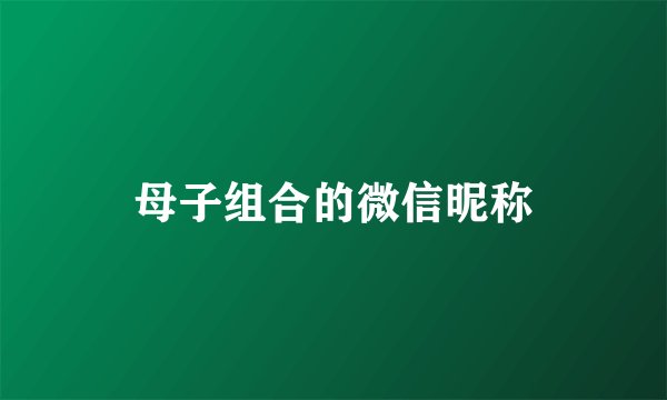 母子组合的微信昵称
