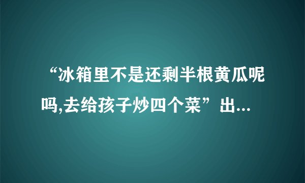 “冰箱里不是还剩半根黄瓜呢吗,去给孩子炒四个菜”出自春晚哪个节目？